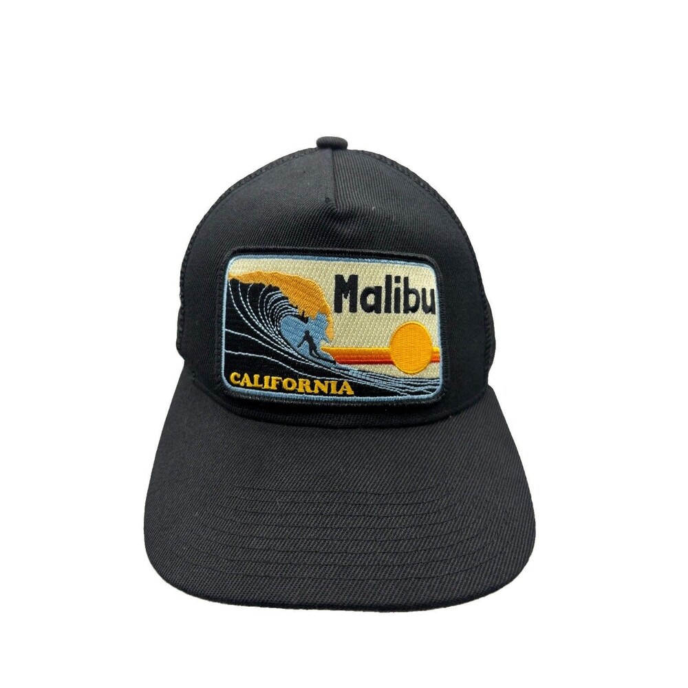 Bart Bridge Malibu California Trucker Hat Black Mesh Surf Patch